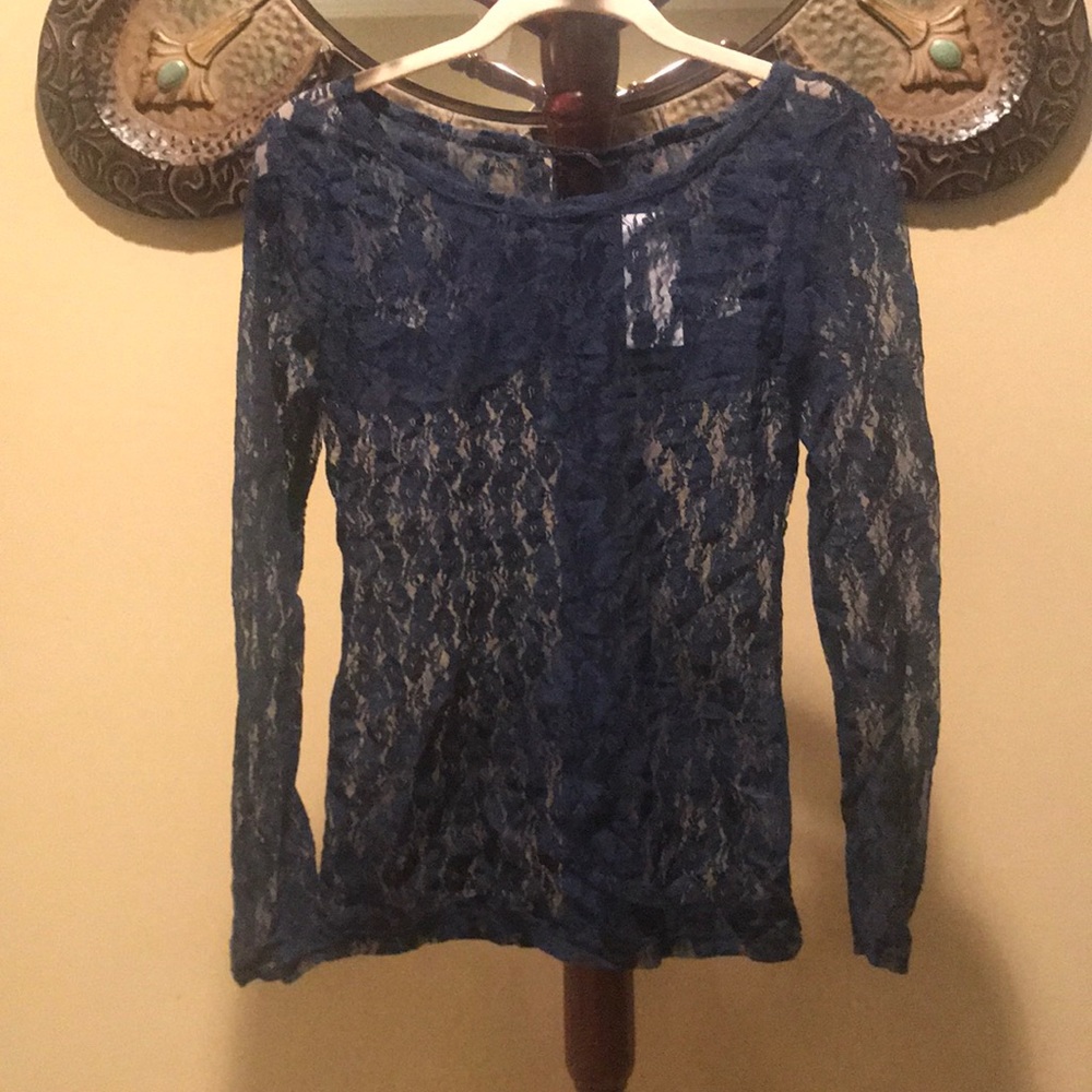 Navy see through me top